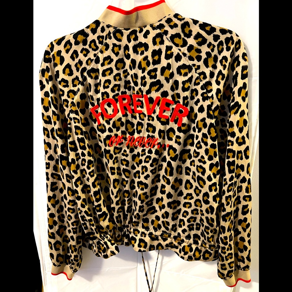 H&M- Great used condition, size 10- leopard silk like jacket.